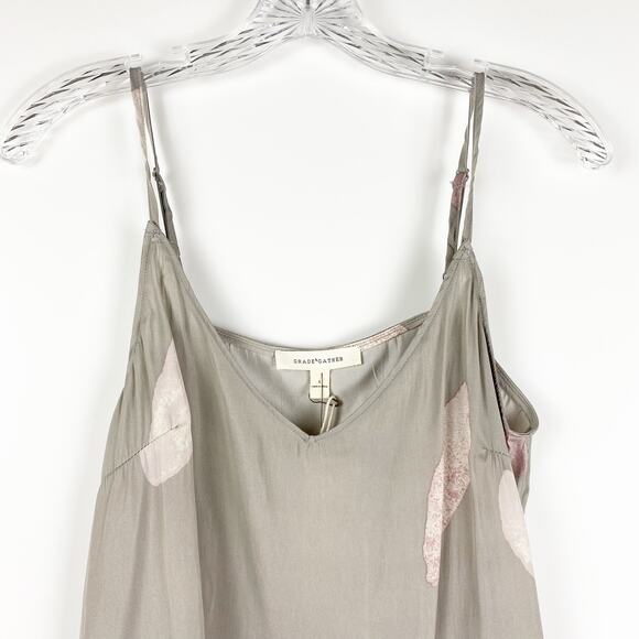 New With Tags Grade & Gather Gray Feather Spaghetti Strap Blouse Womens Sz Small - Picture 4 of 11